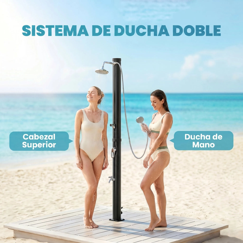 Doccia Solare da Giardino 20L ¨C Xylo ¨C Nero con Soffione e Rubinetto