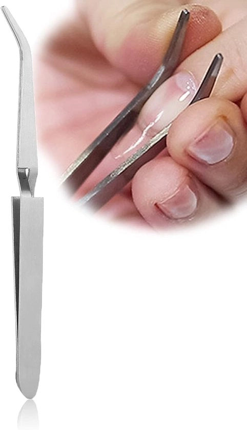 Strumento per Nail Art - Pincetta Curva/Puntuta - Pincetta per Ciglia - Pincetta per Gel/Acquagel - Attrezzatura per Nail Art - Dimensioni 15,5 x 0,8 x 0,3 cm - Pincetta per Unghie