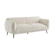 Divano in tessuto bouclé crema con gambe in metallo, 3 posti, crema