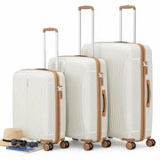 Set 3 Valigie Rigide ABS 90 59 38 Litri con Ruote Easy Roll e Lucchetto Bianco