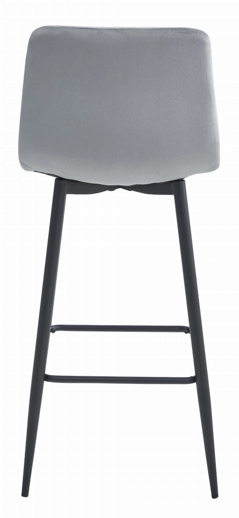 Sgabello da bar VALORA POZZA - Velluto grigio argento con gambe nere x 2
