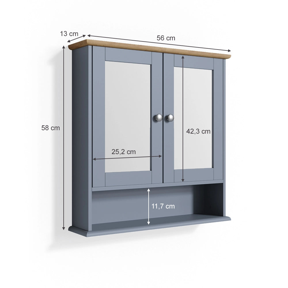 Vicco Specchio contenitore bagno Grigio 56 x 58 cm