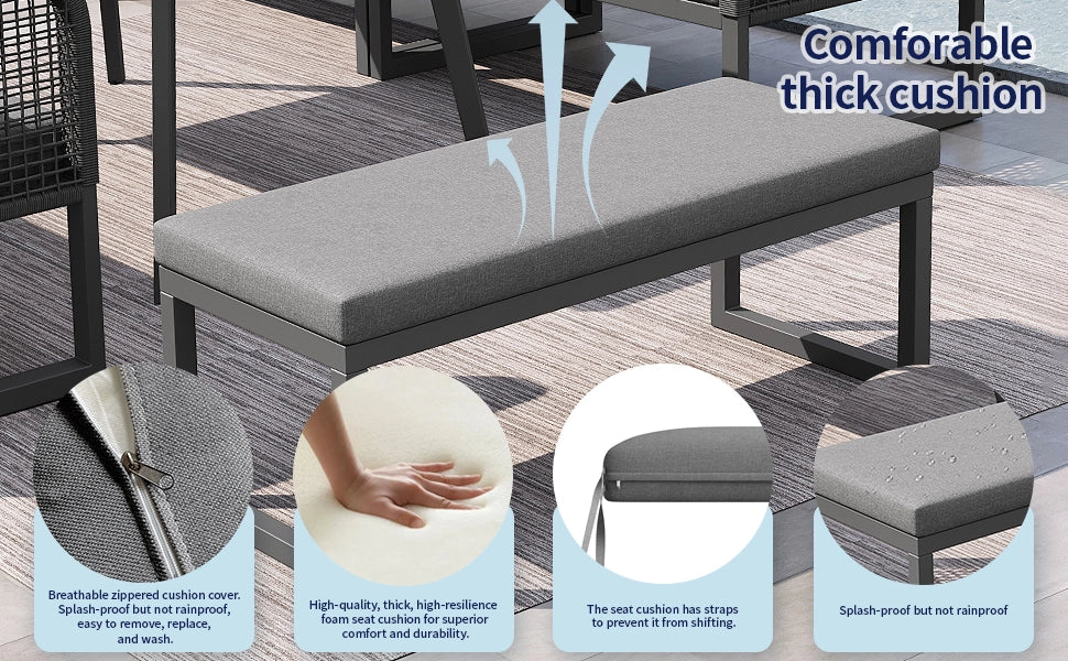 Set Divano da Giardino Polyrattan per 6-8 Posti con Cuscini ¨C MINIMAL ¨C Grigio