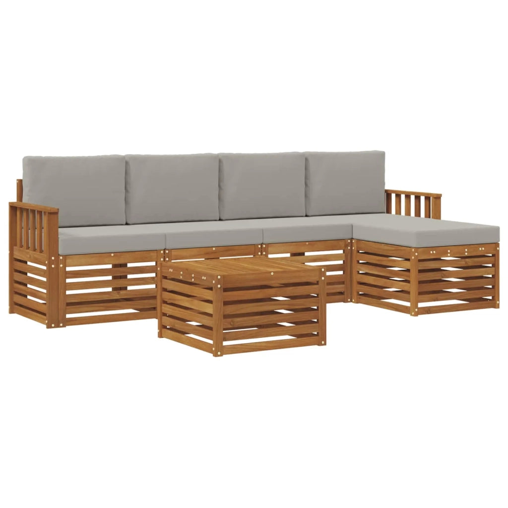 Set di divani da esterno 6 pcs Grigio Naturale e Chiaro 3374681