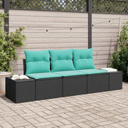 Set Divano da Giardino 3 pz Nero e Turchese polyrattan 3355595