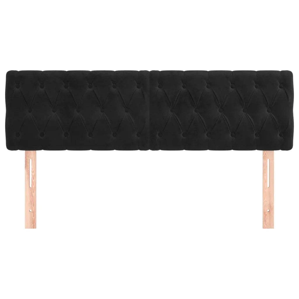 Testiera Nera 144x7x78/88 cm in Velluto 346350