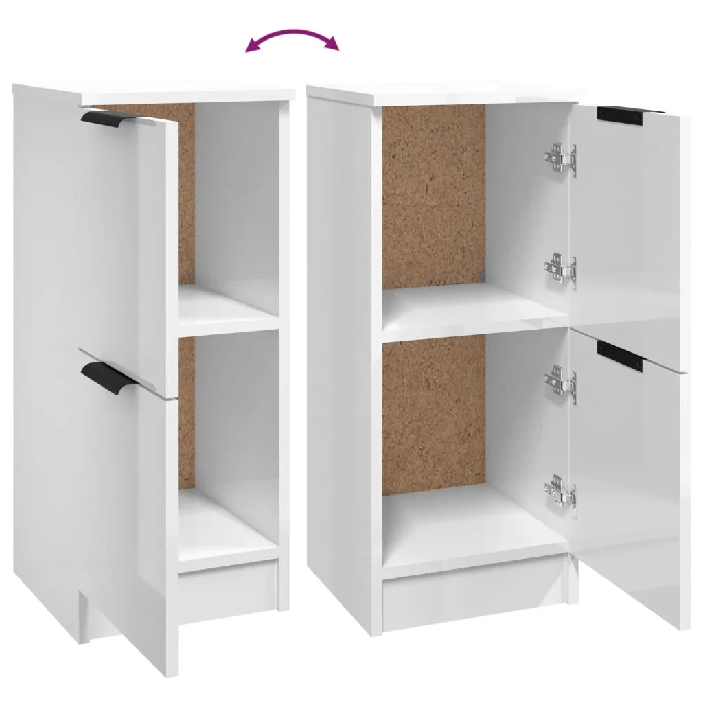 Credenze 2 pz Bianco Lucido 30x30x70 cm in Legno Multistrato 811182