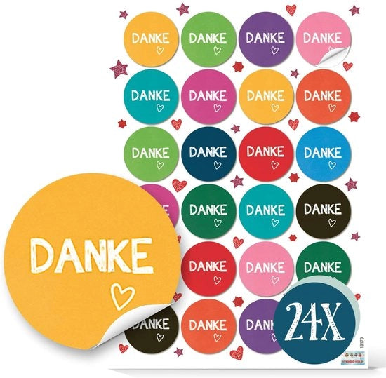 Stickers di Ringraziamento 4 cm - Carte di Ringraziamento - 24 pezzi