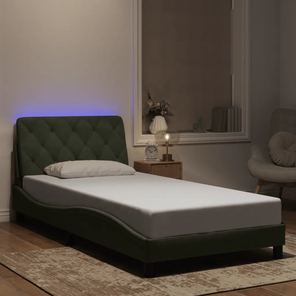 Giroletto con LED senza Materasso Grigio Chiaro 100x200 cm in Velluto