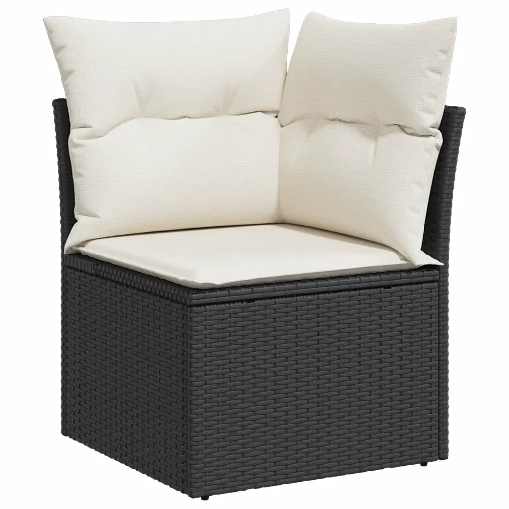 Set Divani da Giardino 9 pz con Cuscini Nero in Polyrattan 3269056