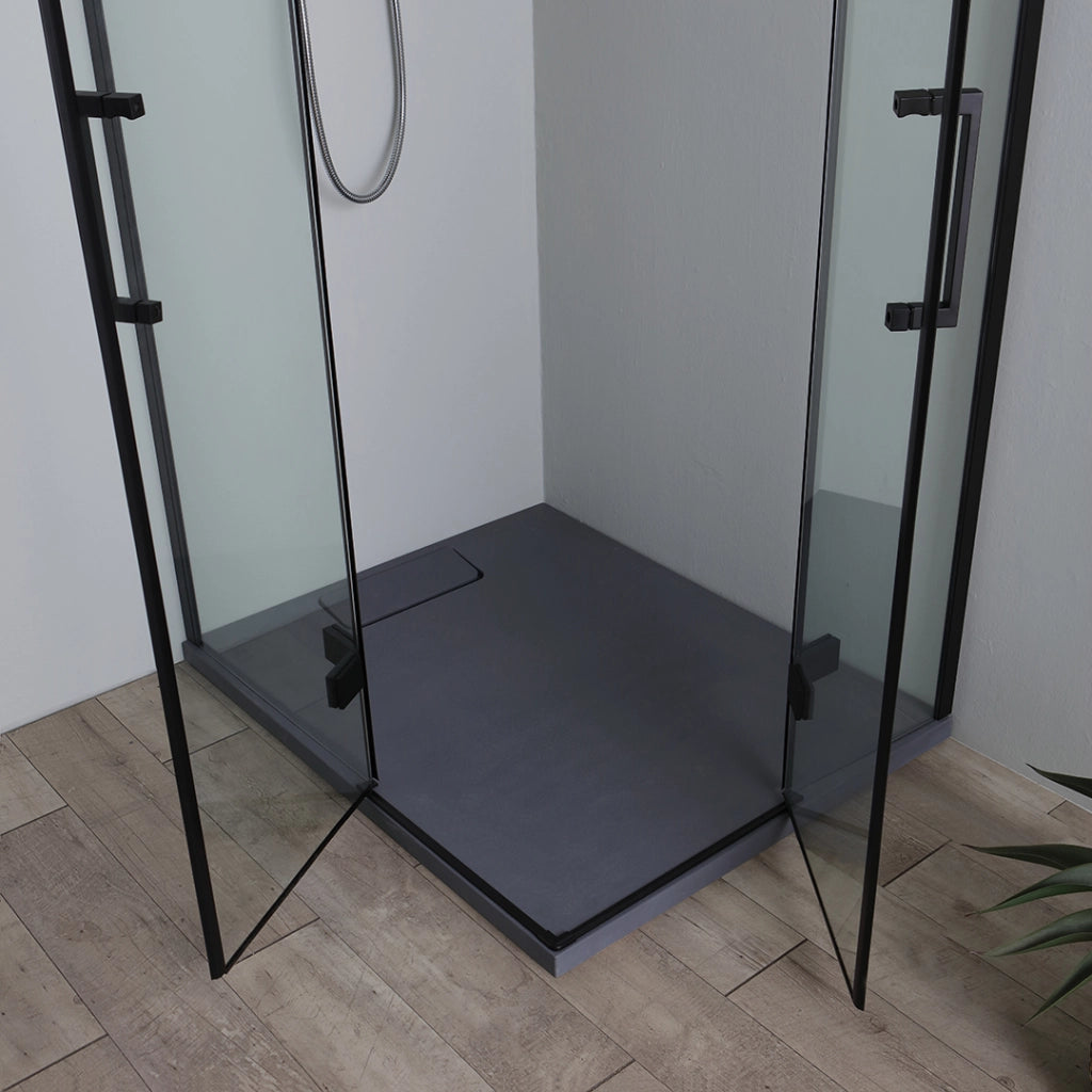 Cabina doccia nera 90x70 vetro trasparente