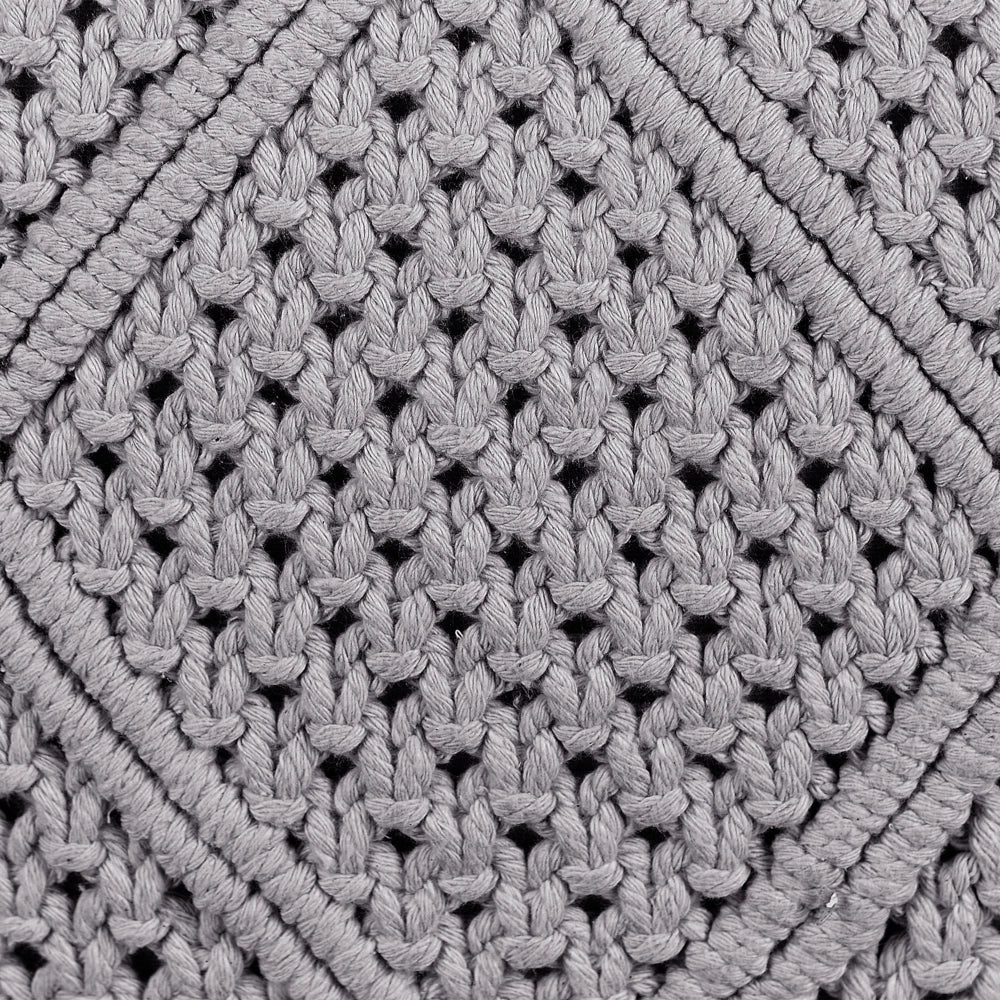 Set di 2 cuscini in cotone macramè con intrecciato con frange grigie 45 x 45 cm stile boho elegante