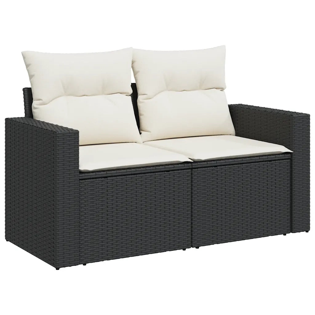 Set Divani da Giardino 9 pz con Cuscini Nero in Polyrattan 3325442