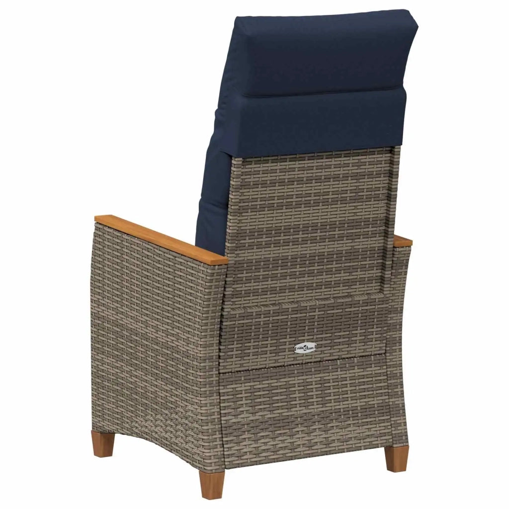 Sedia da giardino reclinabile Grigio e Blu Navy polyrattan 42026862