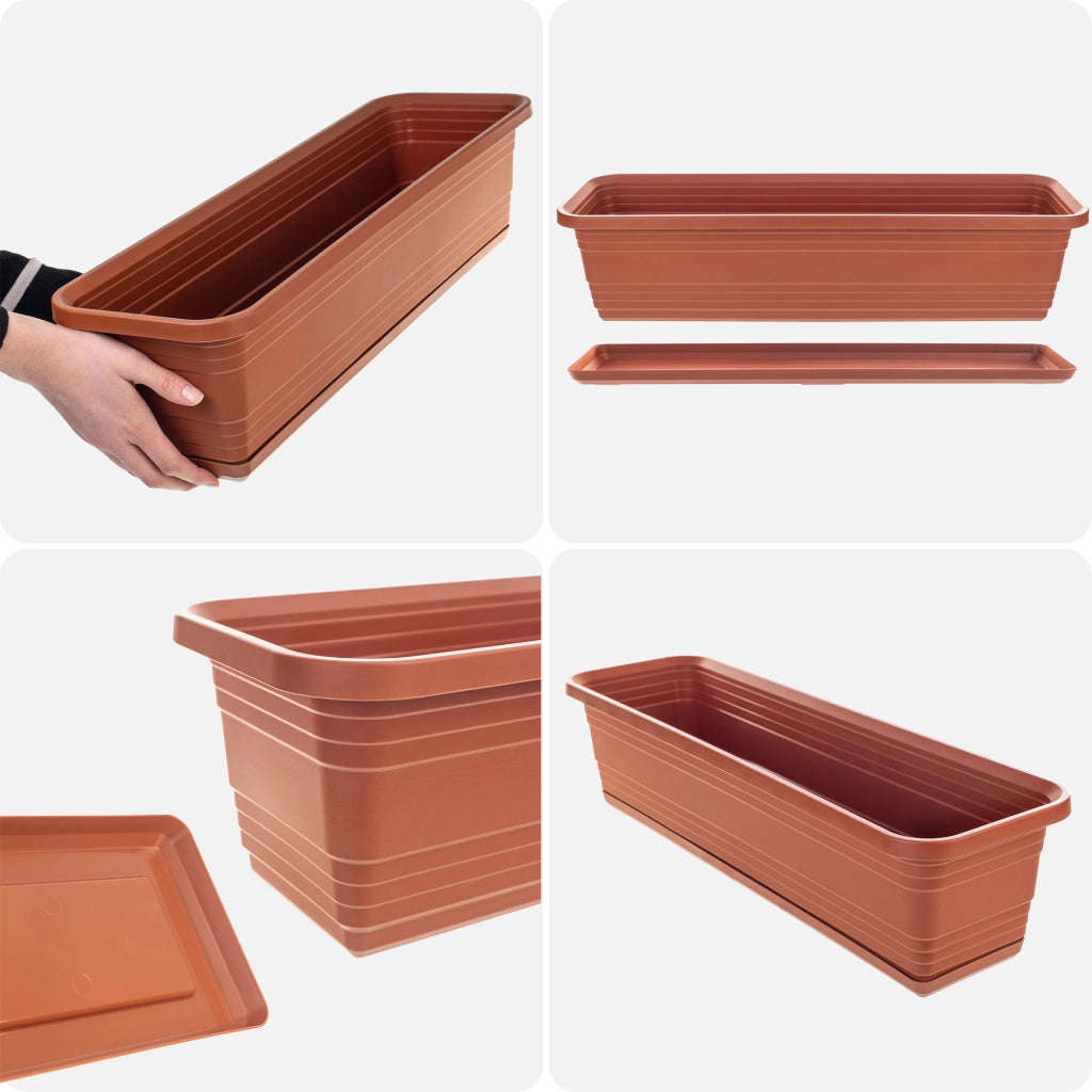 Vaso da fiori per balcone KADAX, 60 cm + sottovaso rosso mattone