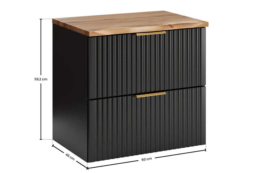 Set mobili bagno 60 cm con piano Adel Black 60 x 1401 x 46 cm