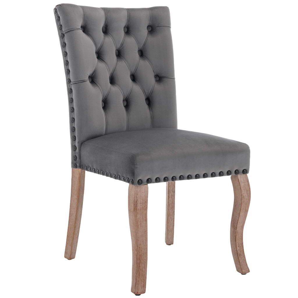 Sedie da Pranzo in Velluto con Gambe in Legno Massello ¨C Xylo ¨C Grigio, Set 6 Pezzi