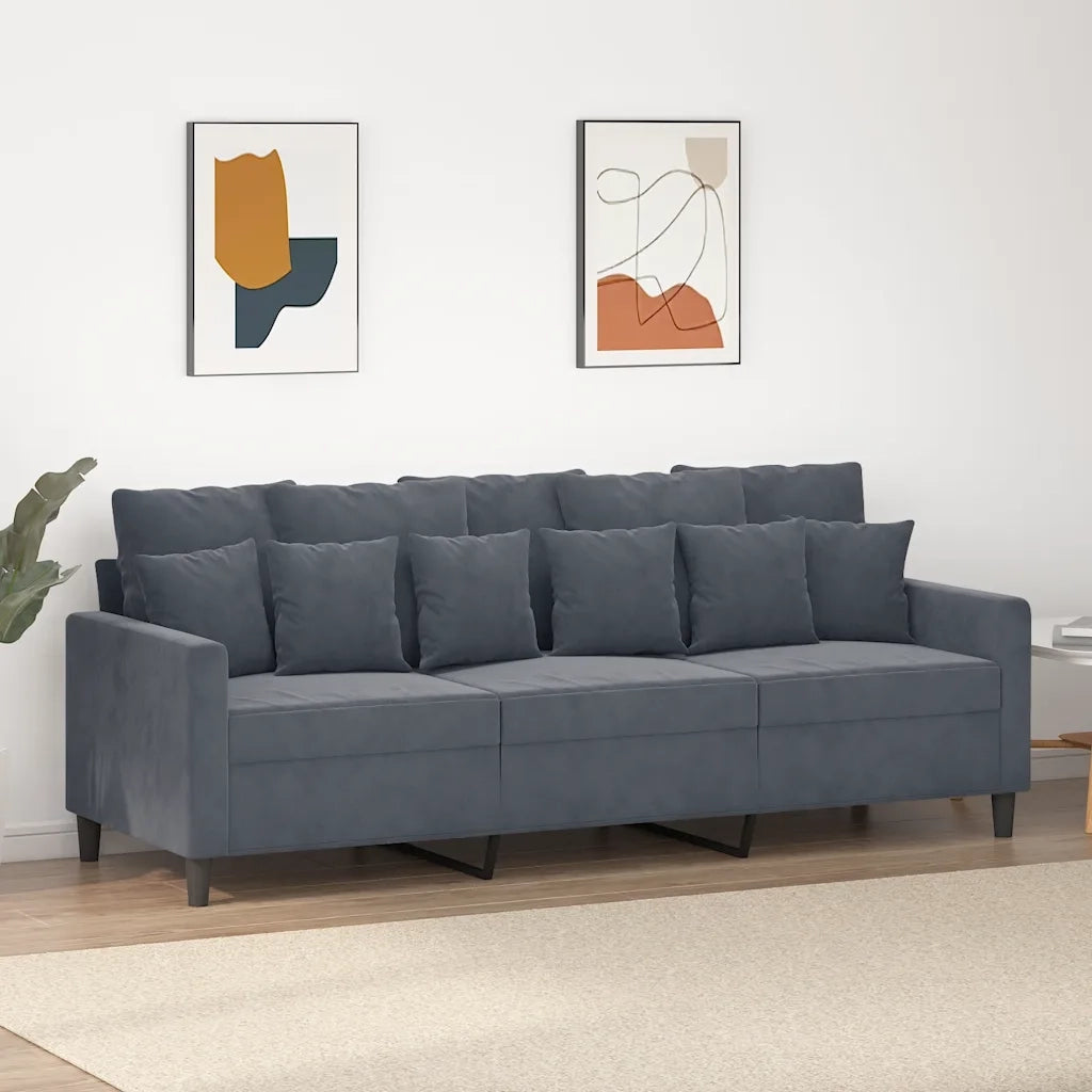 Divano a 3 Posti-Sofa 3 Posti Grigio Scuro 180 cm in Velluto 714489