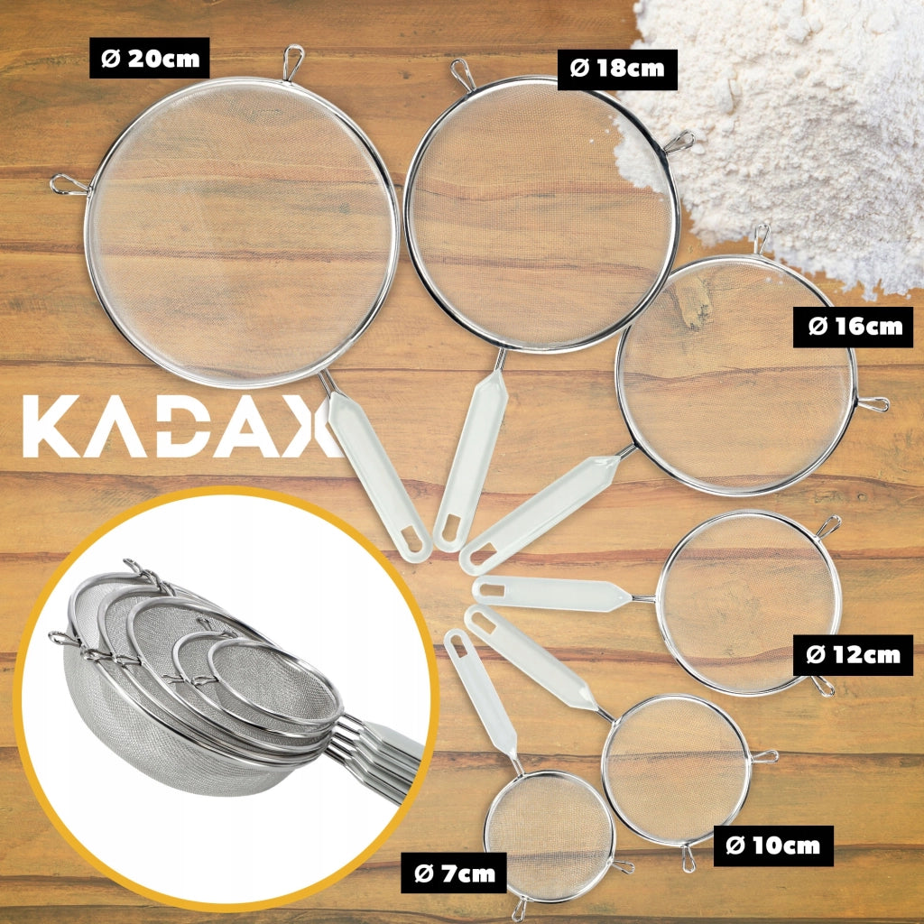 Colino da cucina KADAX con manico in acciaio per setacciare la farina, denso, 20 cm