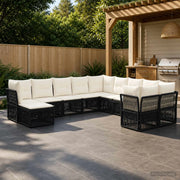 Set Divano da Giardino 11 pz Nero polyrattan 3434452