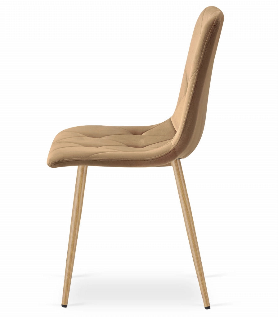 Sedia VALORA TYRA - Moderna in velluto marrone con gambe color legno