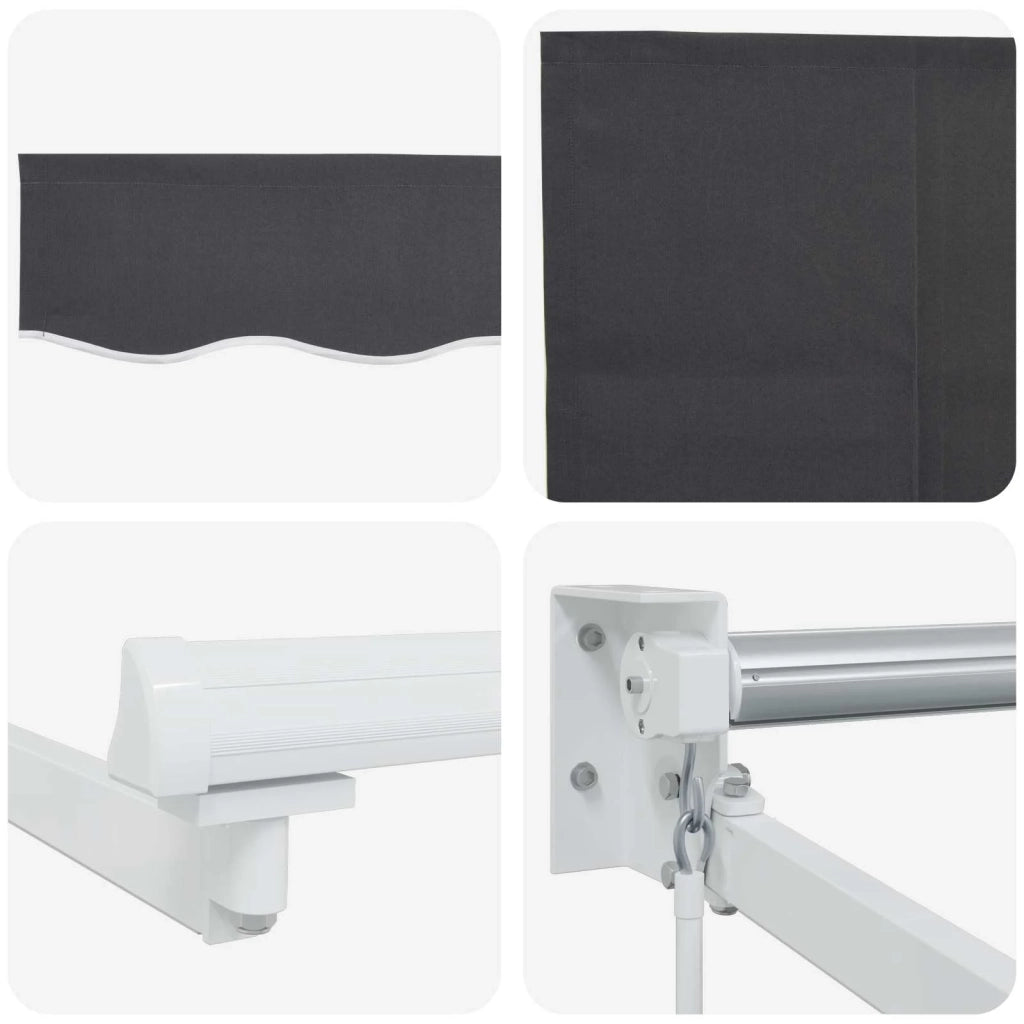 Tenda retrattile manuale con LED Antracite e Bianco 4 × 3 m 3419287