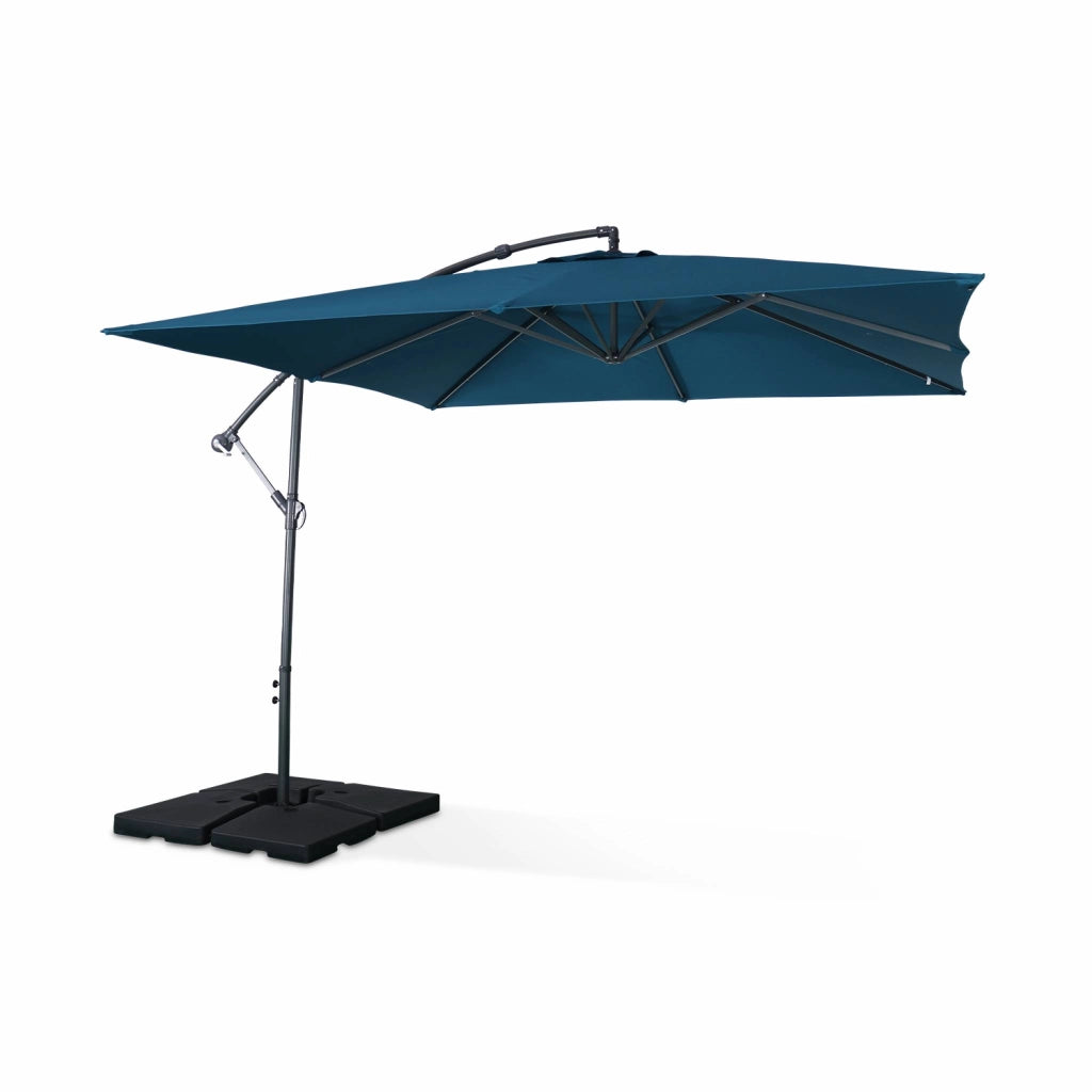 Ombrellone quadrato eccentrico, 3x3m, blu