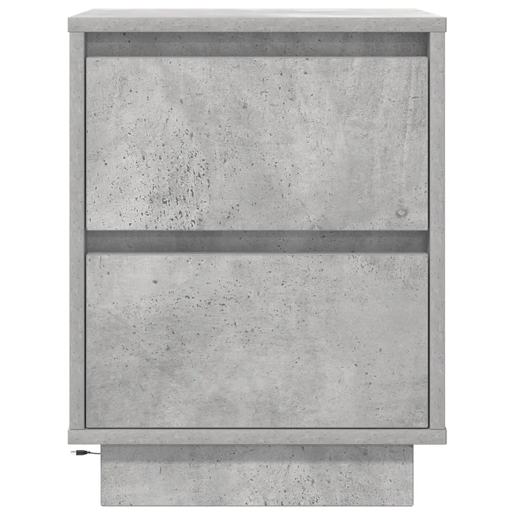 Comodini con Luci a LED 2 pz Grigio Cemento 38x34x50 cm 861290