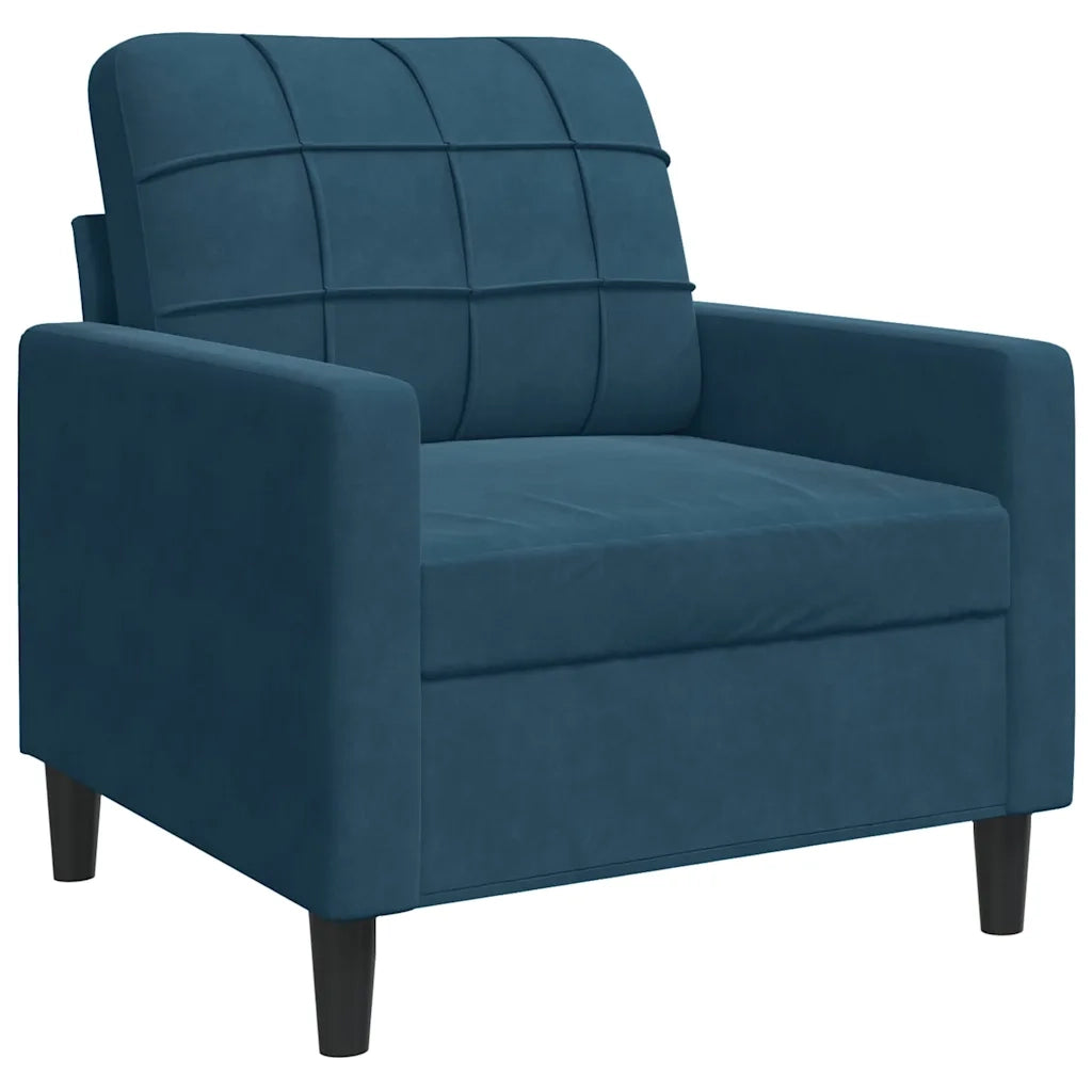Set di Divani 4 pz con Cuscini e Rinforzi Blu in Velluto