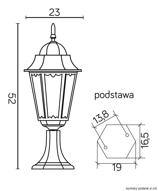 Lampada da giardino a stelo Retro nera 52cm E27 IP43