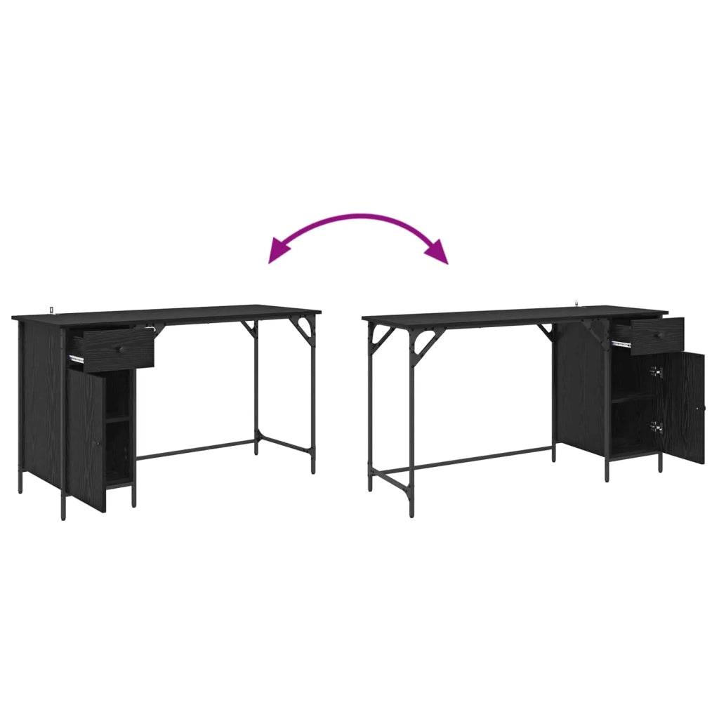 Scrivania per computer Rovere Nero 131 x 48 x 75 cm 882834