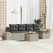Set Divano da Giardino 6 pcs Grigio chiaro polyrattan