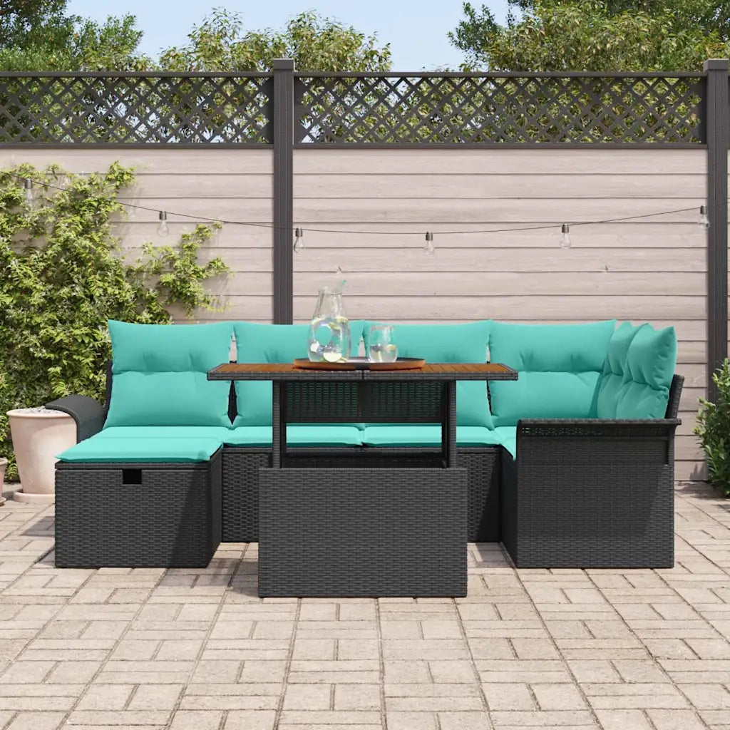 Set Divano da Giardino 7 pcs Nero polyrattan 3361249