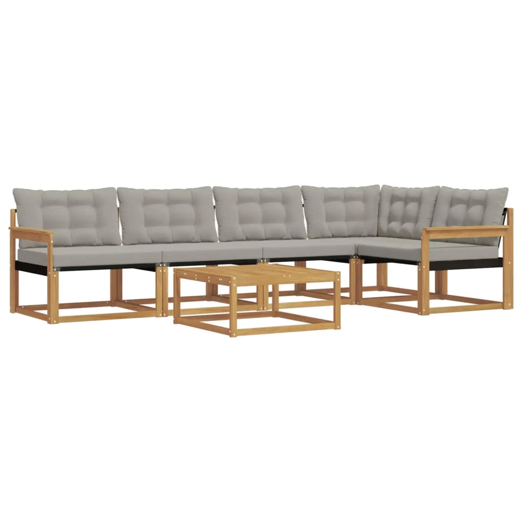 Set di divani da esterno 6 pz Bianco e Grigio Chiaro 3388701