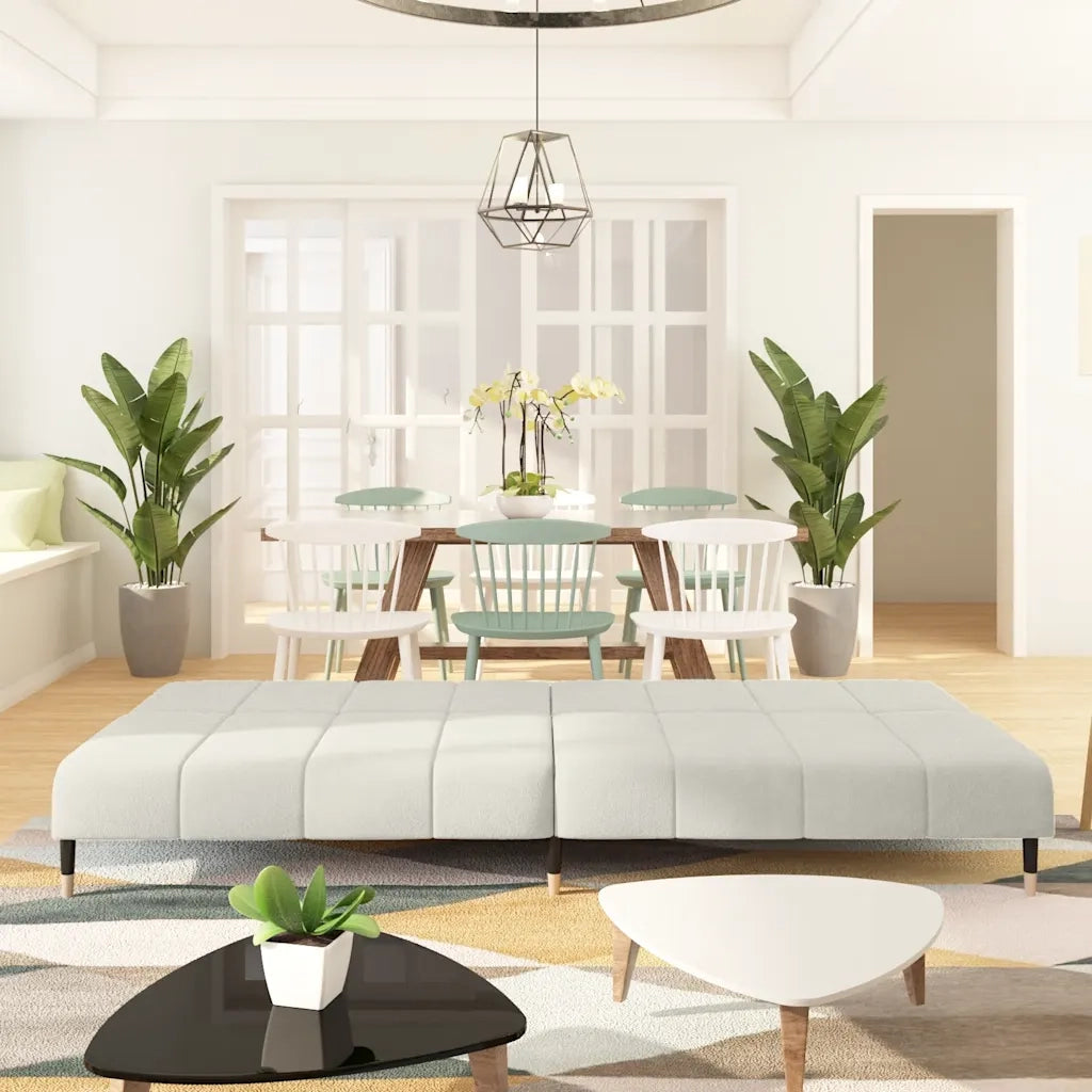Divano Letto a 2 Posti-Sofa Letto 2 Posti-Daybed Crema in Velluto 219526