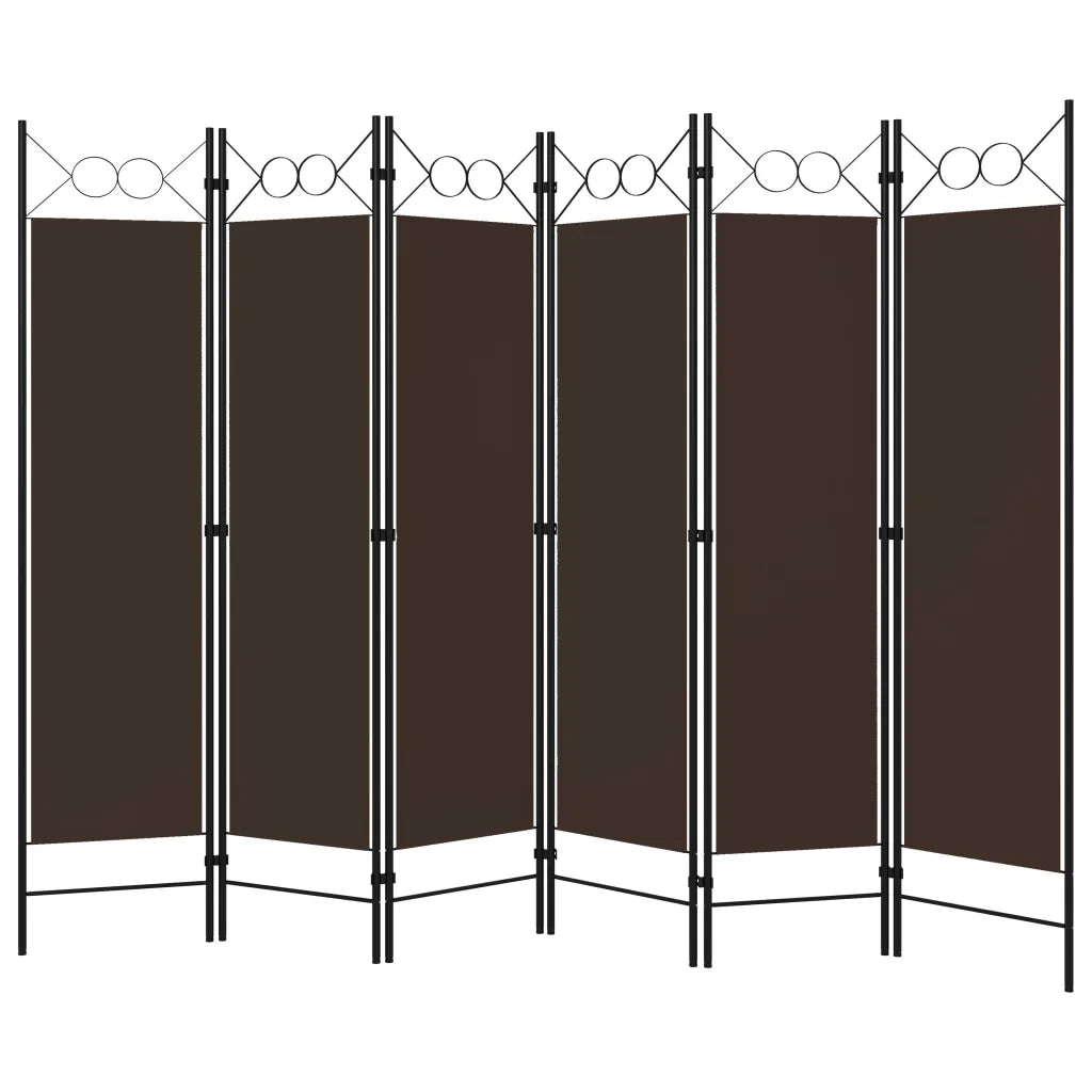 Divisorio Ambienti | Divider per stanze | Paravento a 6 Pannelli Marrone 240x180 cm