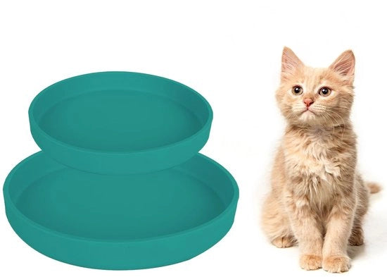 Cat Basket in Silicone - Antislip e Sicuro - Verde Scuro - 2 Pezzi - Adatto per Cibo Secco e Umido