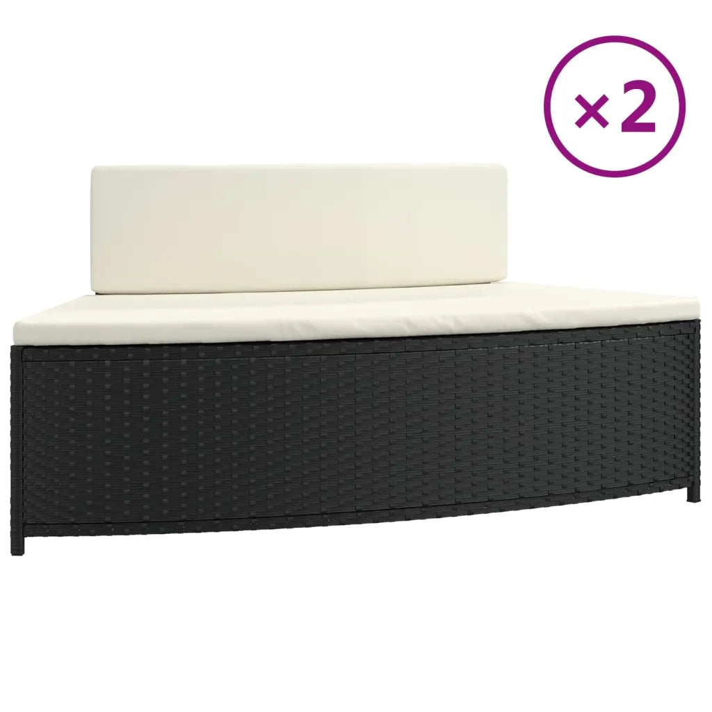 Panche per Spa con Cuscini 2 pz in Polyrattan Nero 362262
