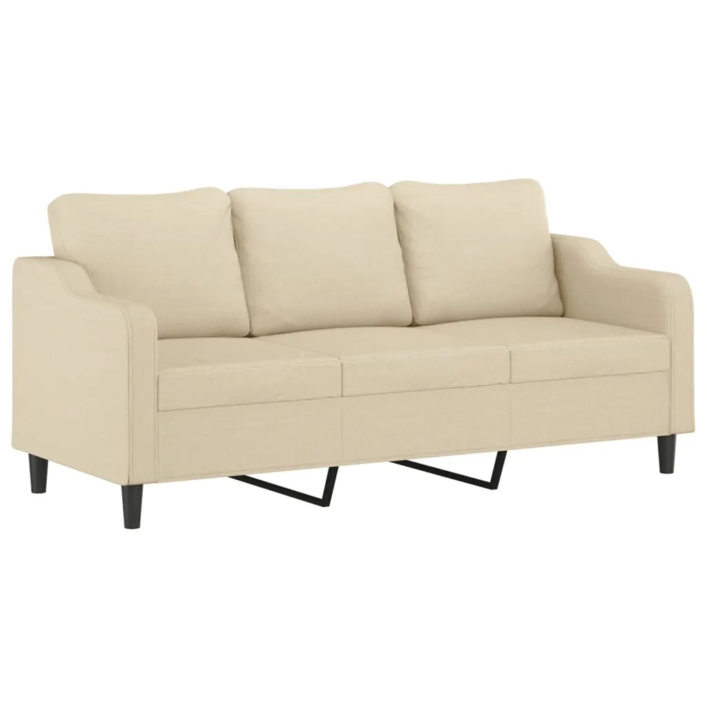 Set Divani 4 pz con Cuscini Crema in Tessuto