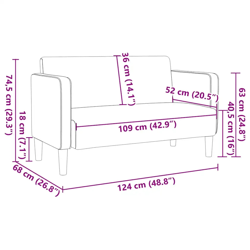 Divano Divanetto-Sofa Blu 109 cm Tessuto di Velluto a Coste