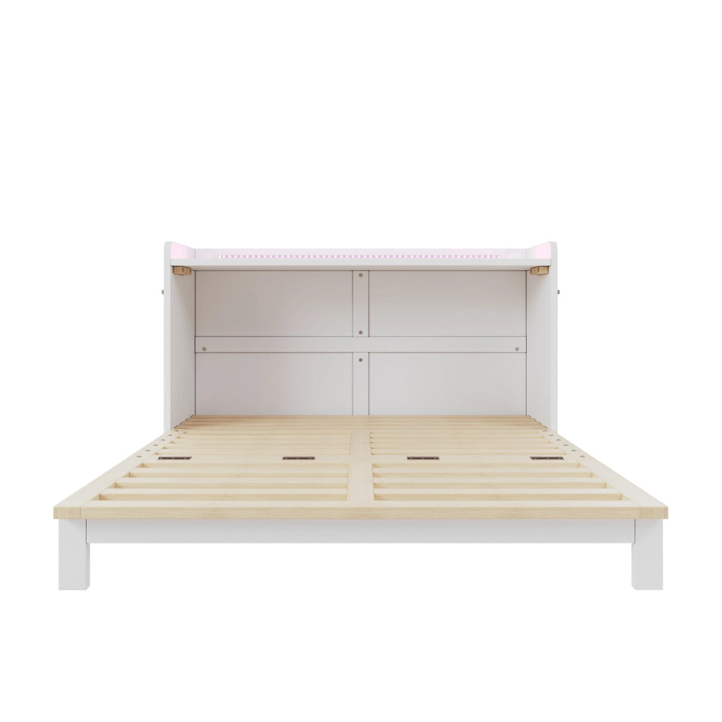 Letto a Scomparsa con Cassetti, LED e Presa USB ¨C MINIMAL ¨C Bianco 140x200