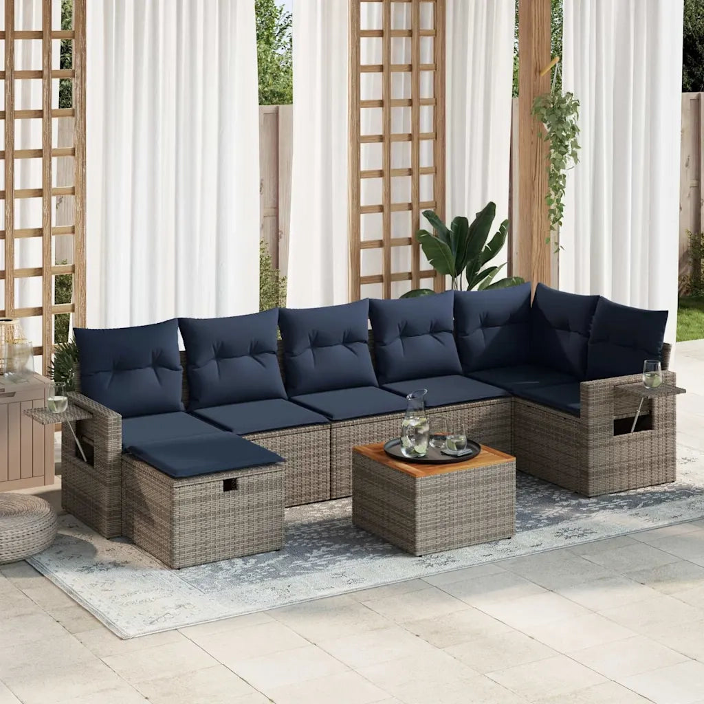 Set Divano da Giardino 8 pz con Cuscini Grigio in Polyrattan 3325827