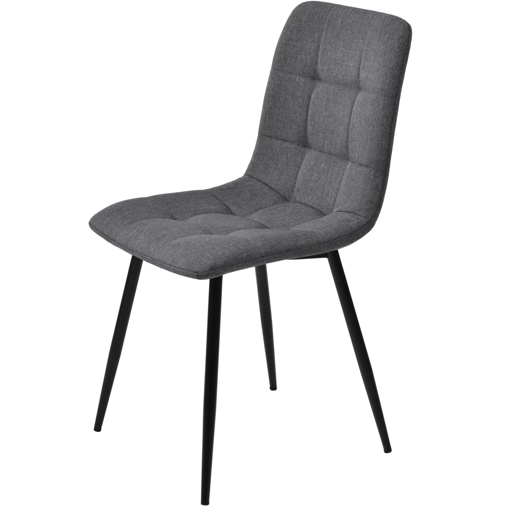 Sedia da pranzo 4 pezzi con schienale e cuciture decorative, in lino grigio