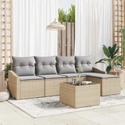 Set di divani con cuscino 6 pcs Beige polyrattan