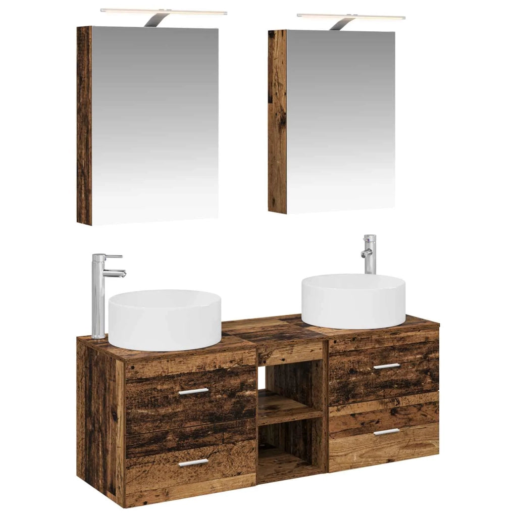 Set di mobili per il bagno 5 pz Legno antico 3407077