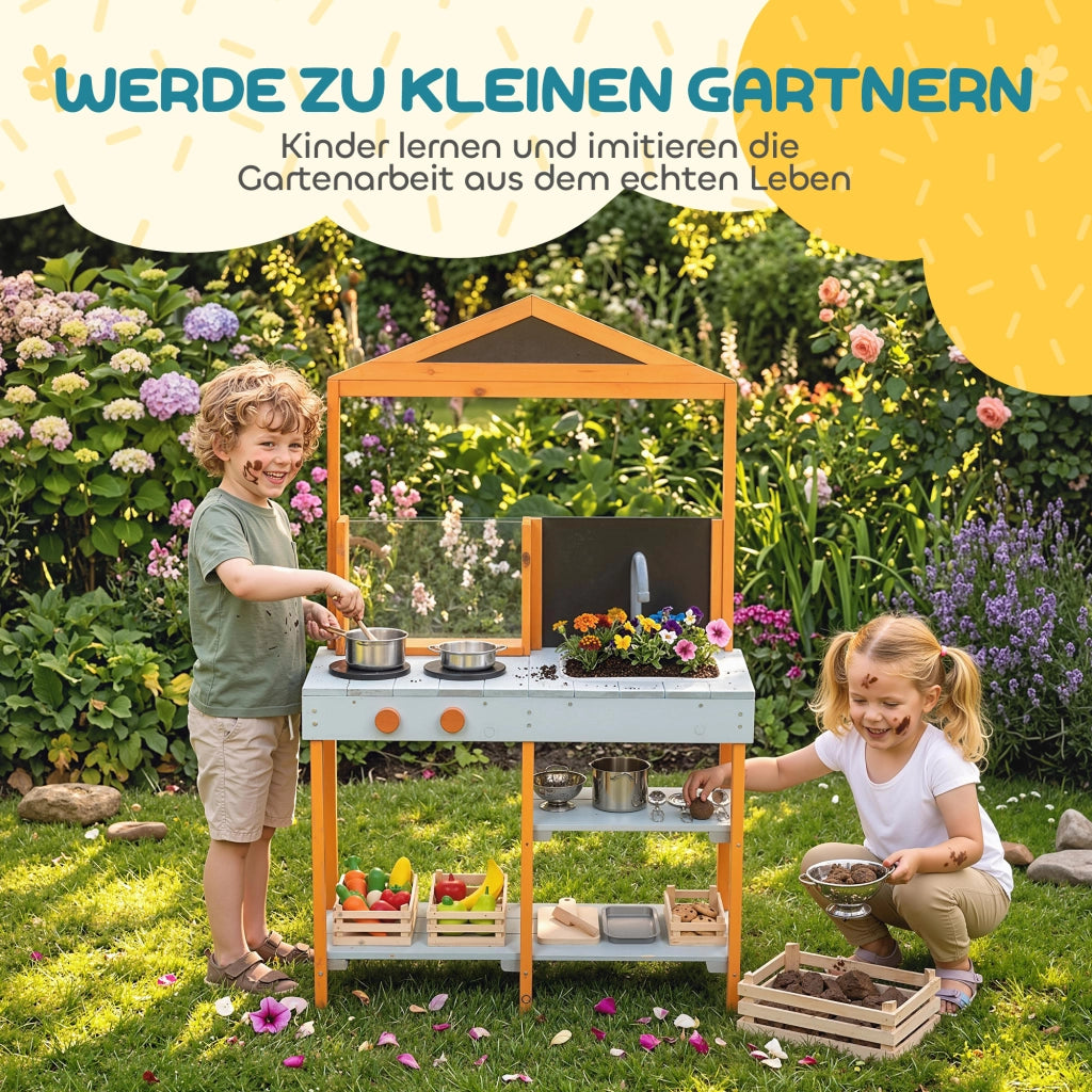 Cucina da gioco per bambini in legno ¨C zephmum ¨C blu chiaro