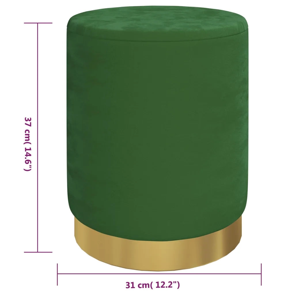 Sgabello Rotondo con Contenitore Verde in Velluto 31 x 37 cm 340283