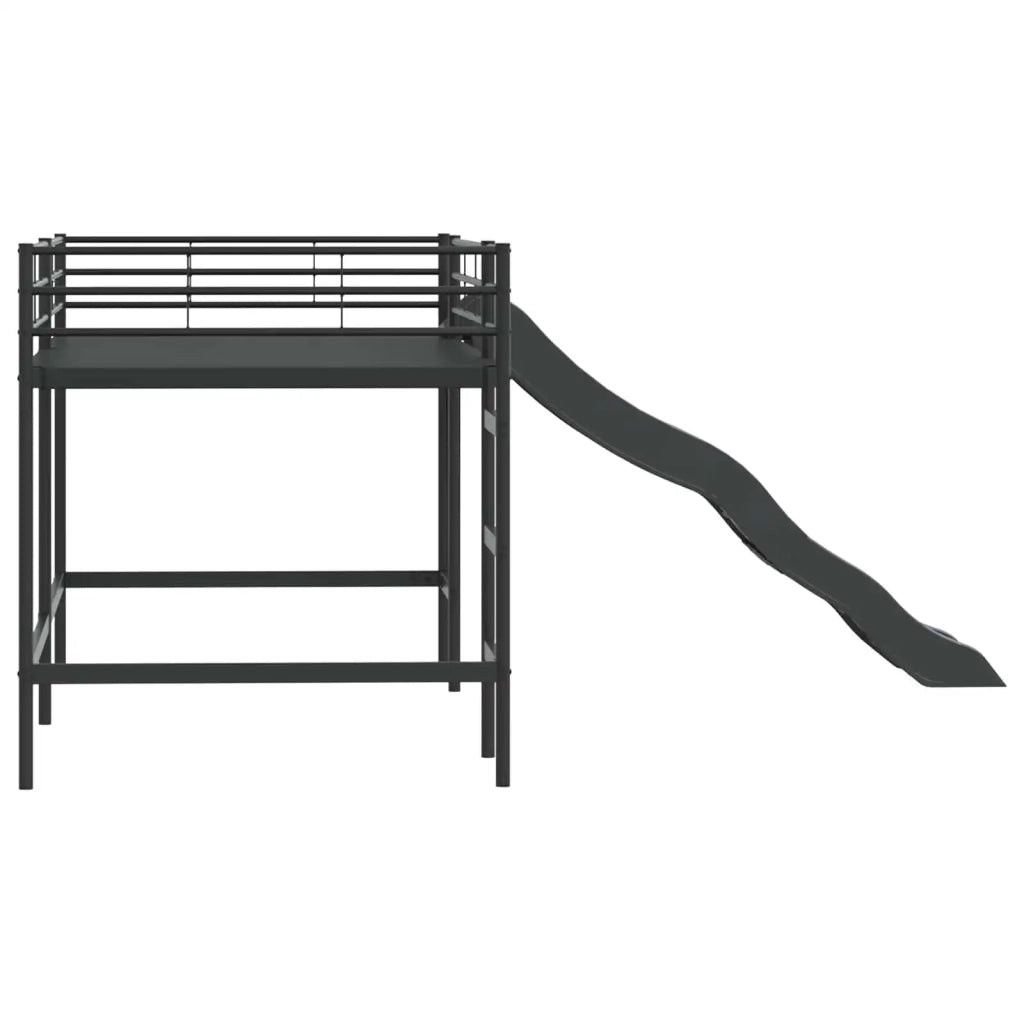Letto loft per Bambini | Letto Infantile | Lettino con scivolo Nero e antracite