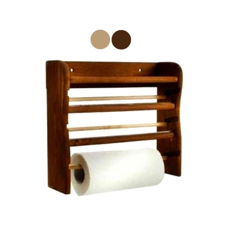 Portarotolo Legno a Parete 3 Naturale Cm 33X9 H 29