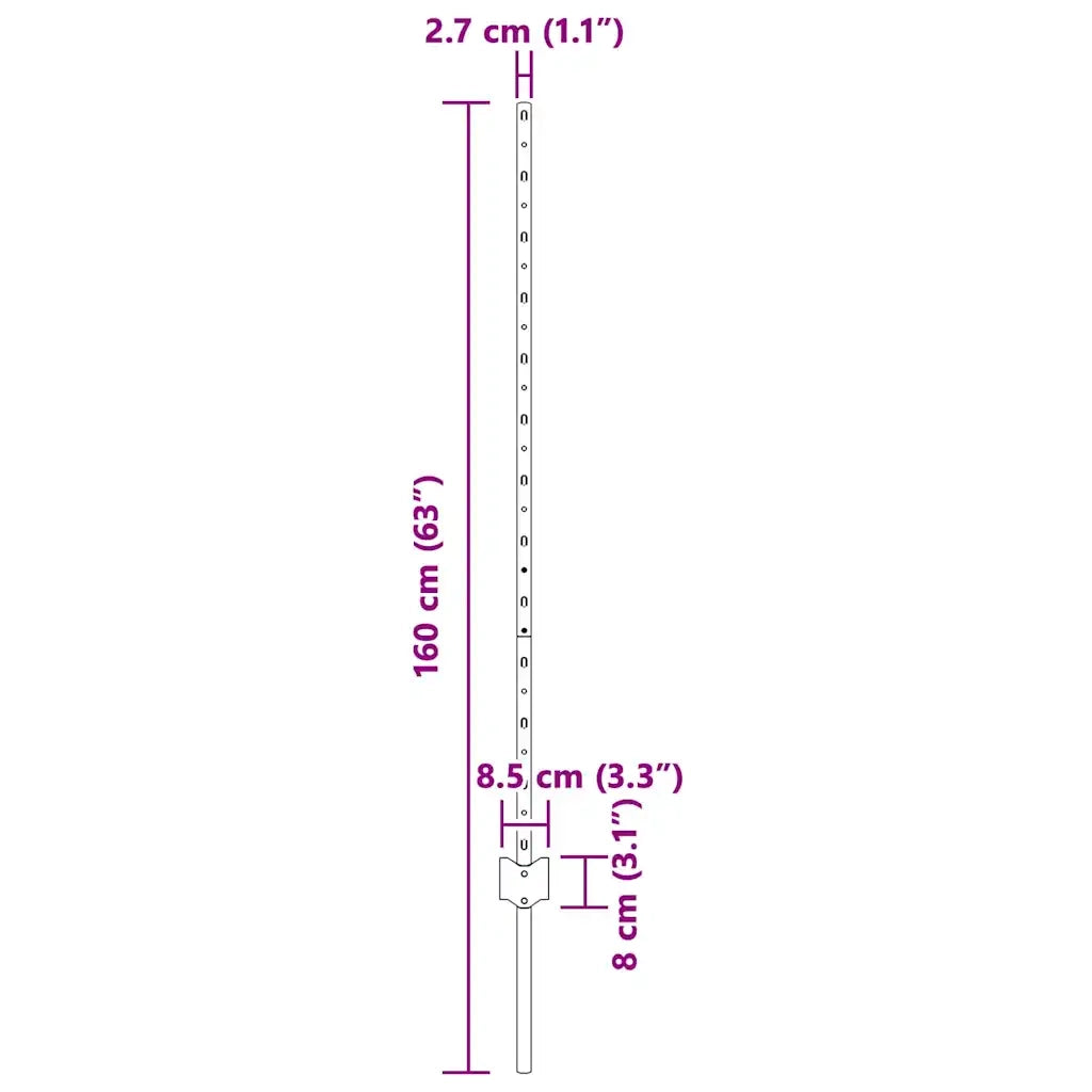 Palo della recinzione 44 pcs Verde 160 cm Acciaio 3335921